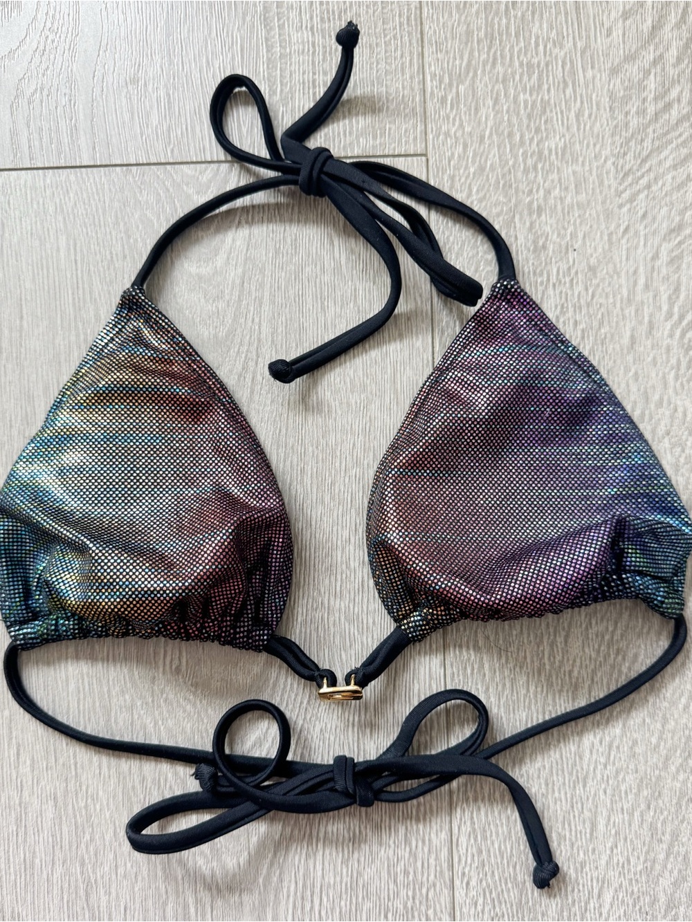 Guess Vintage Dark Hologram Bikini Swim Top